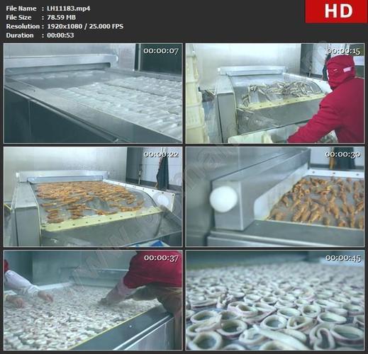 lh11183高清海产品冷冻加工工厂车间食品加工海鲜出口实拍视频素材